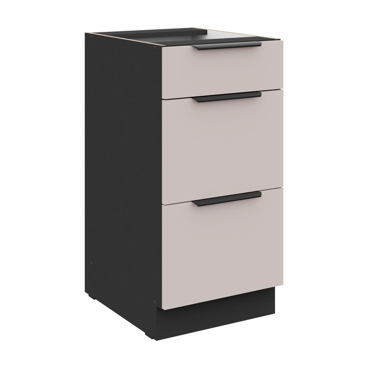 Konyhai Alsószekrény Arona - bézs/fekete, Modern, faalapú anyag/fém (40/82/52cm)