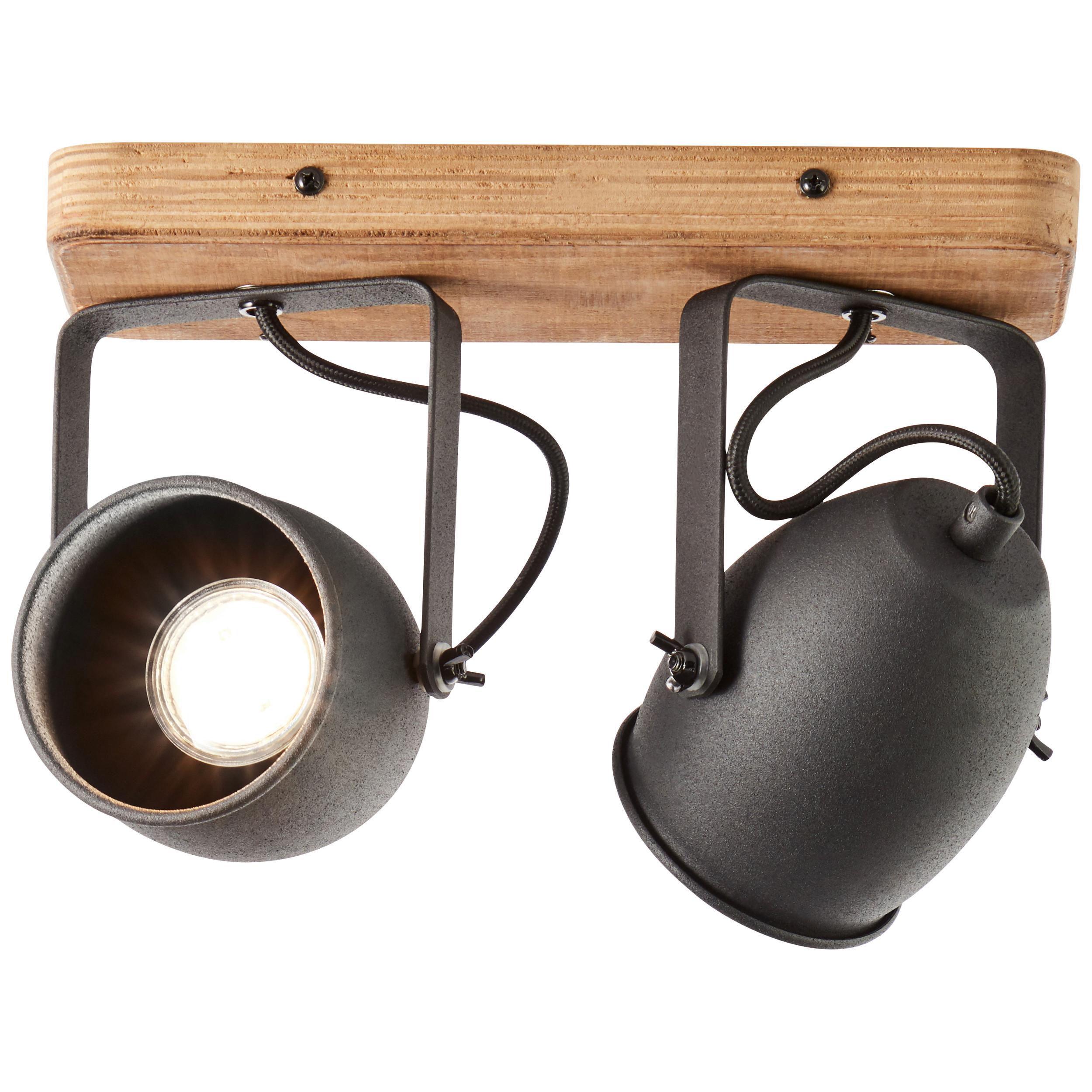 Strahler 47313/76 Crowton - Hellbraun/Schwarz, LIFESTYLE, Holz/Metall (30/21/13cm) - Brilliant