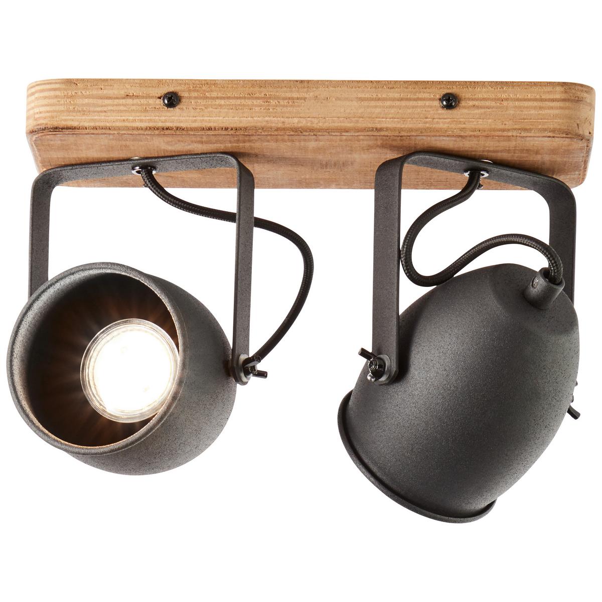 Strahler 47313/76 Crowton - Hellbraun/Schwarz, LIFESTYLE, Holz/Metall (30/21/13cm) - Brilliant