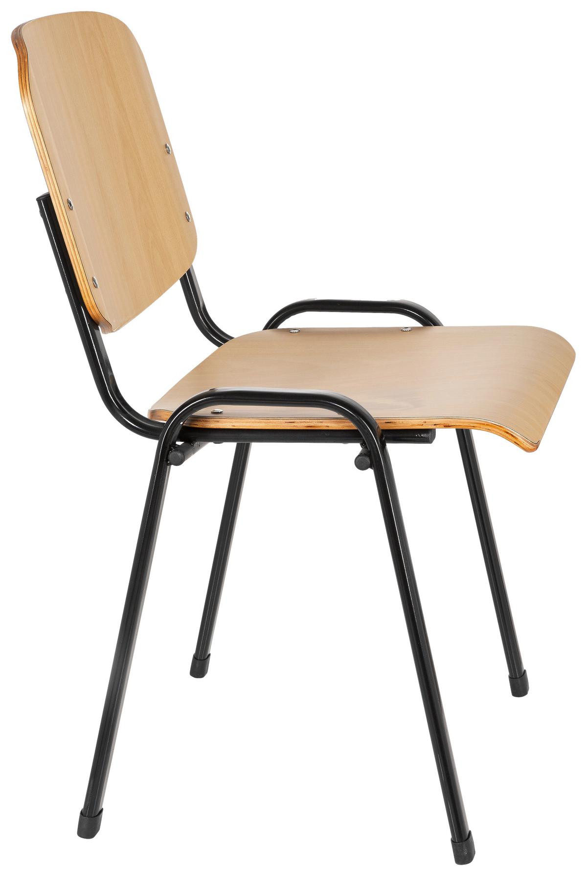 Besucherstuhl Xt 600 Stapelbar Schwarz/buche Bis 100 Kg - Buchefarben/Schwarz, Basics, Holz/Metall (58/81/48cm) - MID.YOU