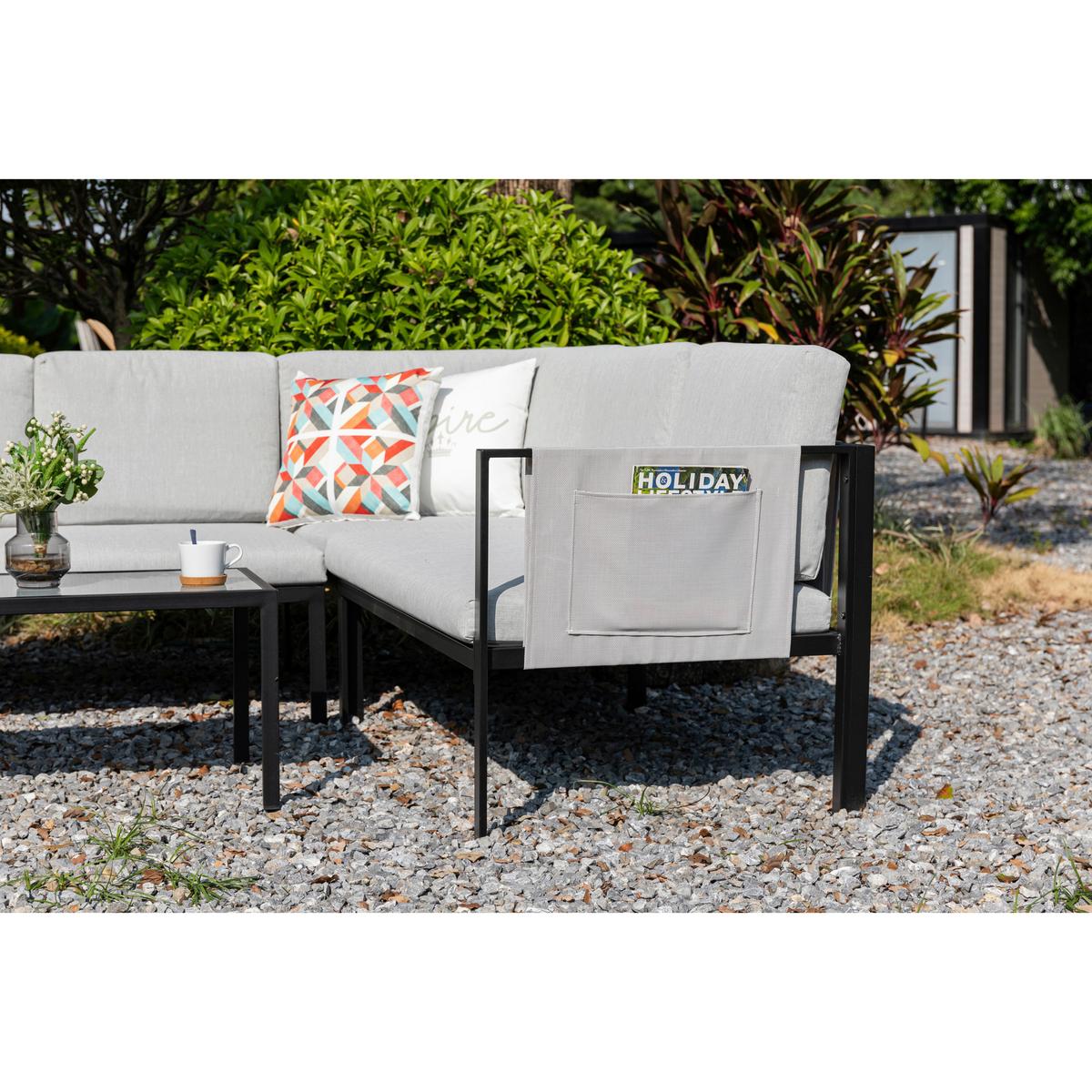 Loungegarnitur Kos - Anthrazit/Grau, MODERN, Textil/Metall - Gardenson