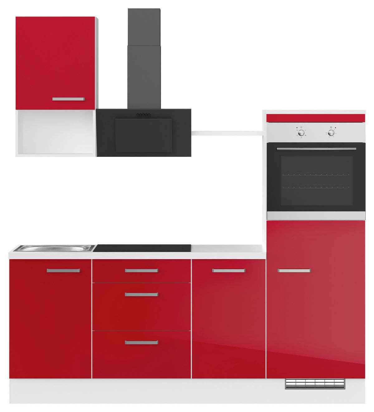 Küchenleerblock Ip4050 - Rot/Weiß, Design, Holzwerkstoff (215cm) - Impuls