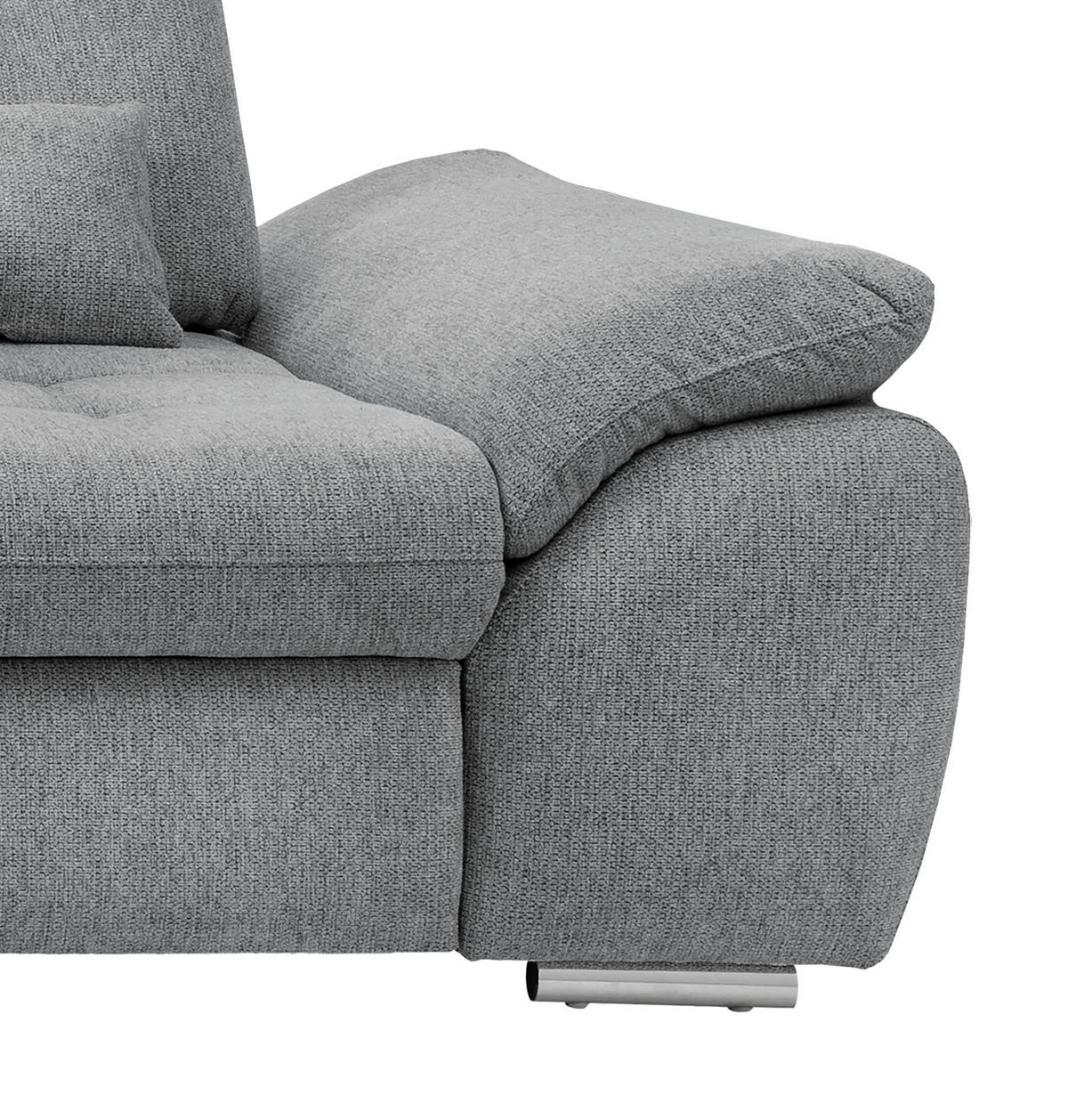 Ecksofa mit Bettkasten Rigatti Silberfarben 184x314cm - Chromfarben/Anthrazit, MODERN, Textil (184/314cm) - Livetastic