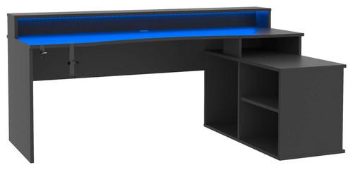 Gaming Tisch mit Stauraum und Aufsatz B 200cm H 91,1cm - Schwarz, MODERN, Holzwerkstoff/Kunststoff (200/125,4/91,1cm) - MID.YOU