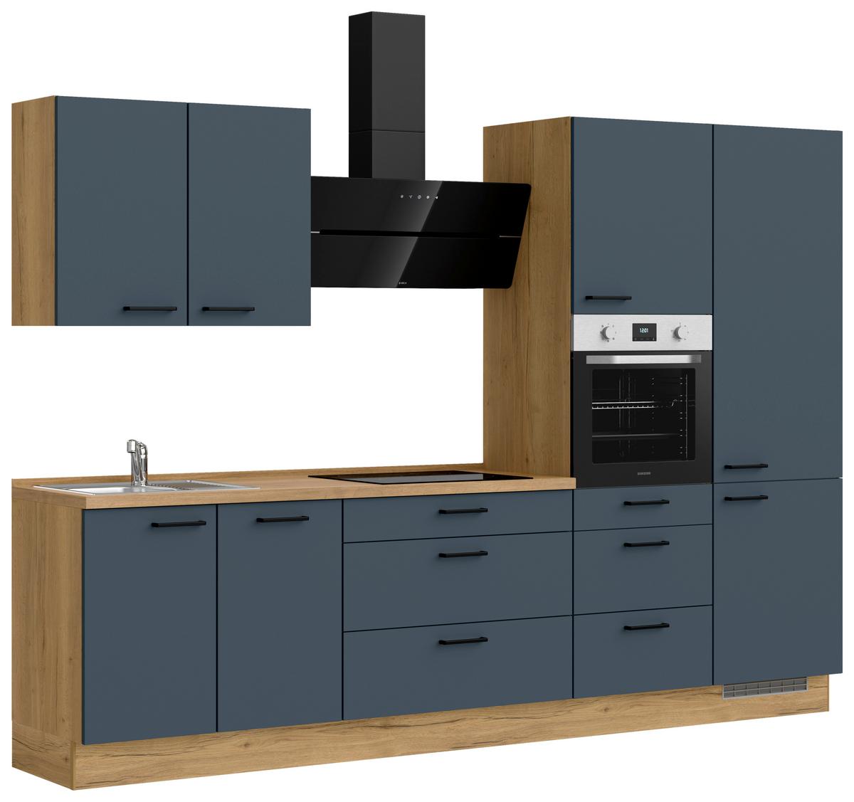 Küchenleerblock Easytouch High-Line, H4 Rechts - Blau/Eichefarben, MODERN, Holzwerkstoff (300cm) - Nobilia