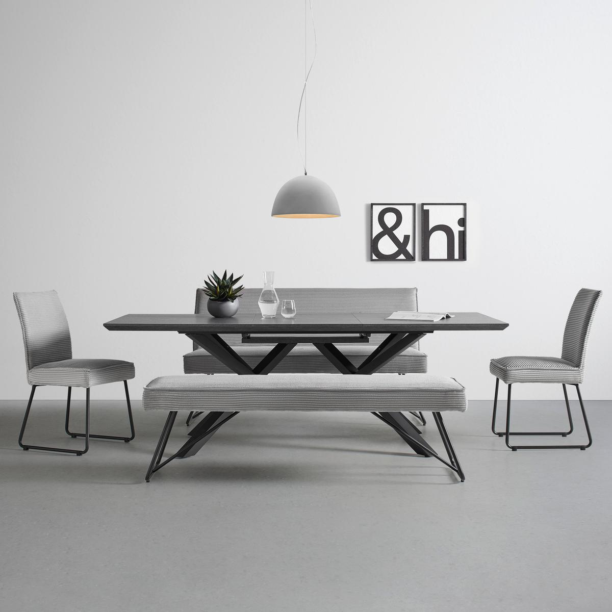 Rozkládací jídelní stůl KIANO 160-220 x 90cm - černá/antracitová, Moderní, kov/kompozitní dřevo (160-220/90/76cm) - Mömax