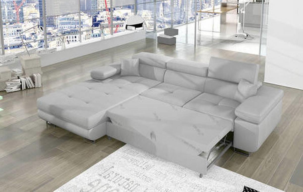 Ecksofa Armando Hellgrau S: 203x289 Cm - Chromfarben/Hellgrau, Design, Textil (203/289cm) - MID.YOU