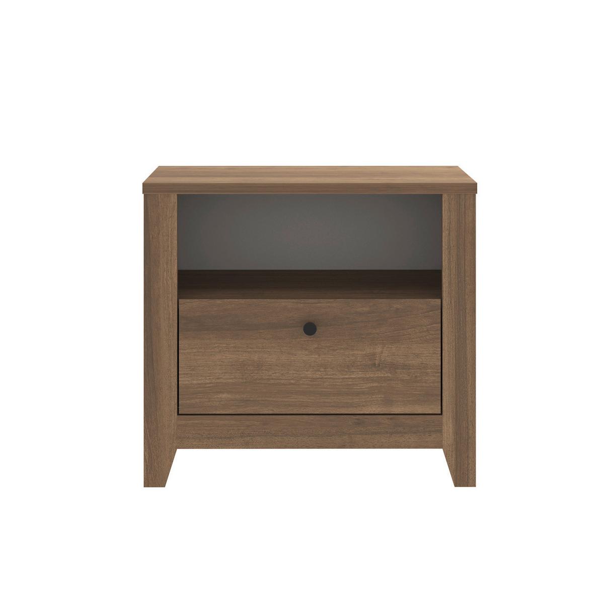 NACHTTISCH Bled Walnussfarben B: 55cm - Walnussfarben/Weiß, Design, Holzwerkstoff (55/35/50cm) - Livetastic