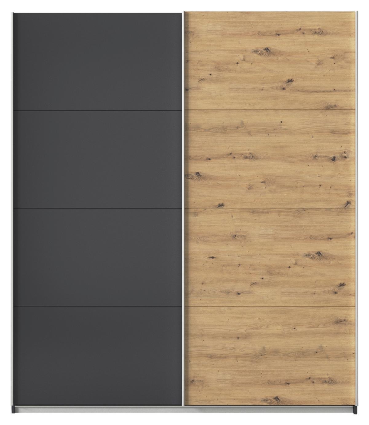 Schwebetürenschrank B: 181cm Feldkirch Grau/Eiche Dekor - Anthrazit/Eiche Artisan, MODERN, Holzwerkstoff (181/210/62cm)