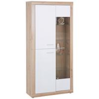 Vitrine Strada B: 90cm Weiß/artisan Eiche Dekor - Weiß/Eiche Artisan, KONVENTIONELL, Glas/Holzwerkstoff (90/194/34,8cm)