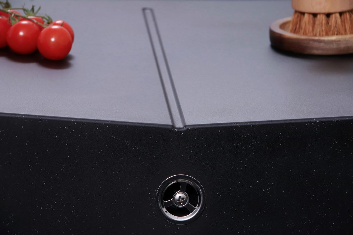 Spüle Cleveland Schwarz 86x21,4 cm - Schwarz, Basics, Glas/Kunststoff (86/21,4/50cm) - Respekta