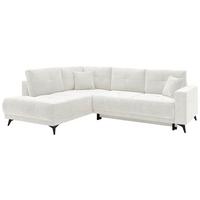 Ecksofa mit Schlaffunktion & Bettkasten Texas Creme - Creme/Schwarz, KONVENTIONELL, Holz (203/259cm)