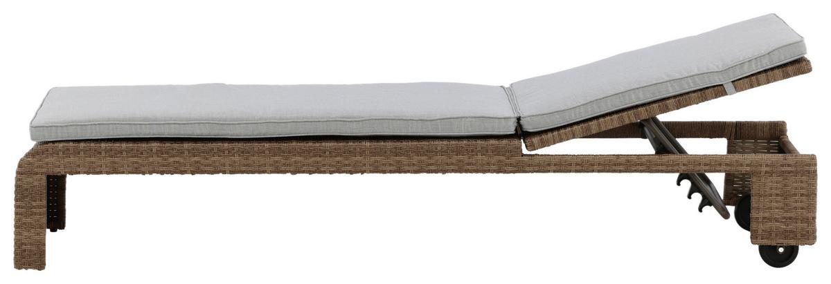 Sonnenliege London - Sandfarben/Hellbraun, KONVENTIONELL, Kunststoff/Textil (60/32/196cm) - Gardenson