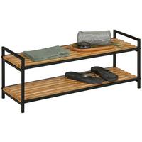 Regál na topánky AZRA II - čierna/prírodná farba, Modern, kov/prírodné materiály (70/32/30cm) - Mömax