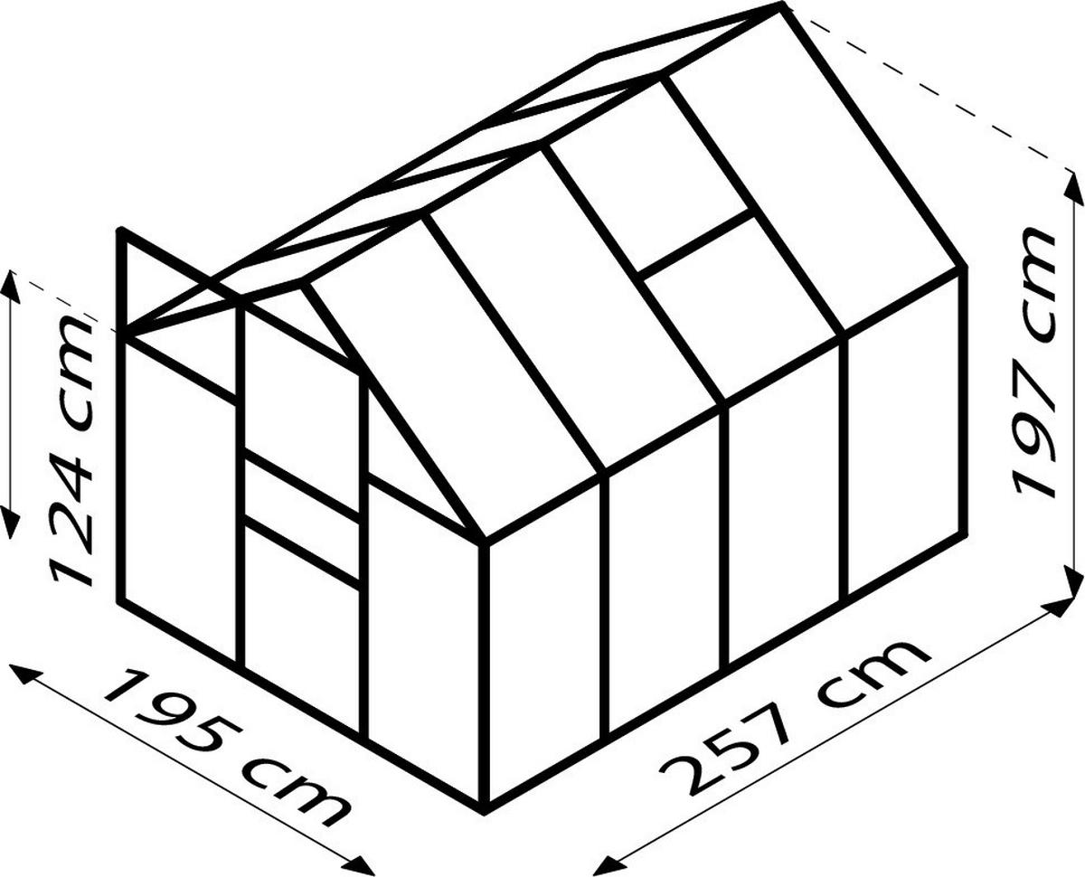 Gewächshausbausatz Comet 5000 5 M2 Metall/kunststoff - Schwarz, Basics, Kunststoff/Metall (195/197/257cm)