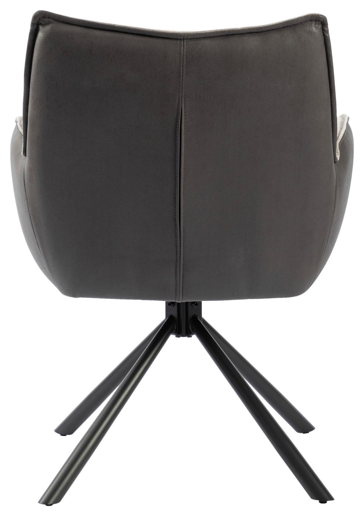 Armlehnstuhl Verona Grau B: 60 cm - Schwarz/Grau, MODERN, Textil/Metall (60ml) - MID.YOU