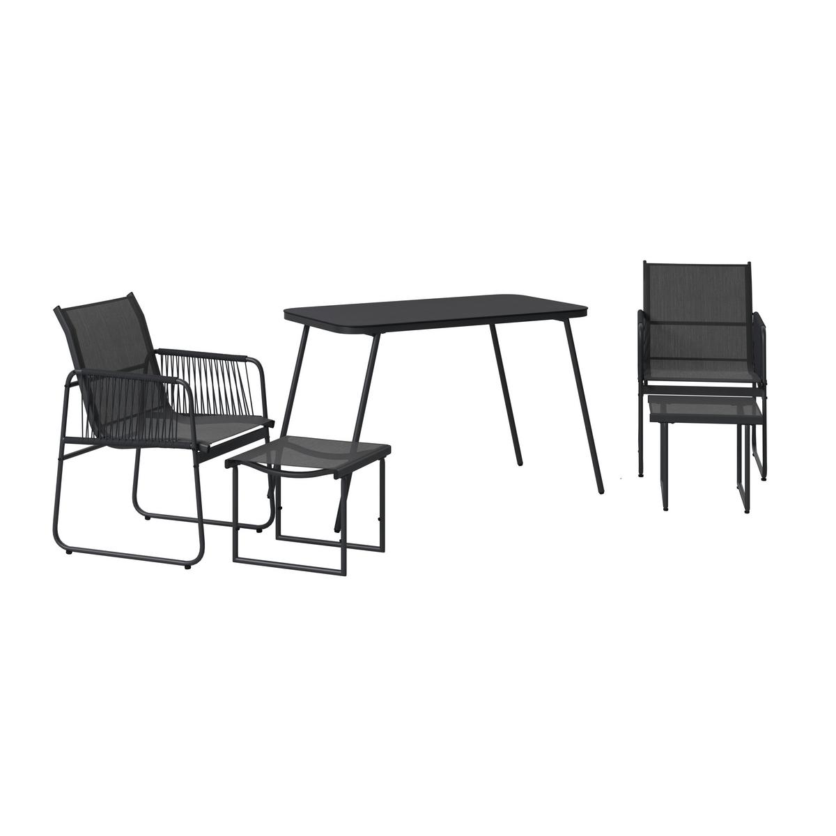 Balkonset Cardiff - Dunkelgrau/Grau, MODERN, Glas/Kunststoff - Beldano