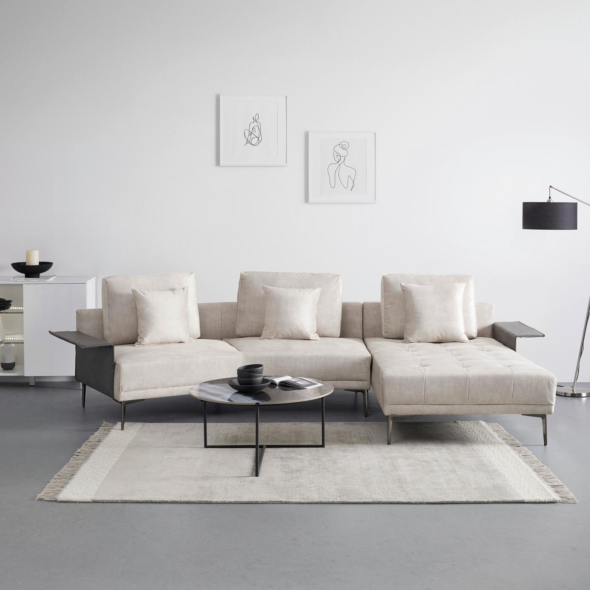 Sedací souprava DONNA béžová/šedá - šedá/barvy stříbra, Moderní, kov/dřevo (345/68/176cm) - Bessagi Home
