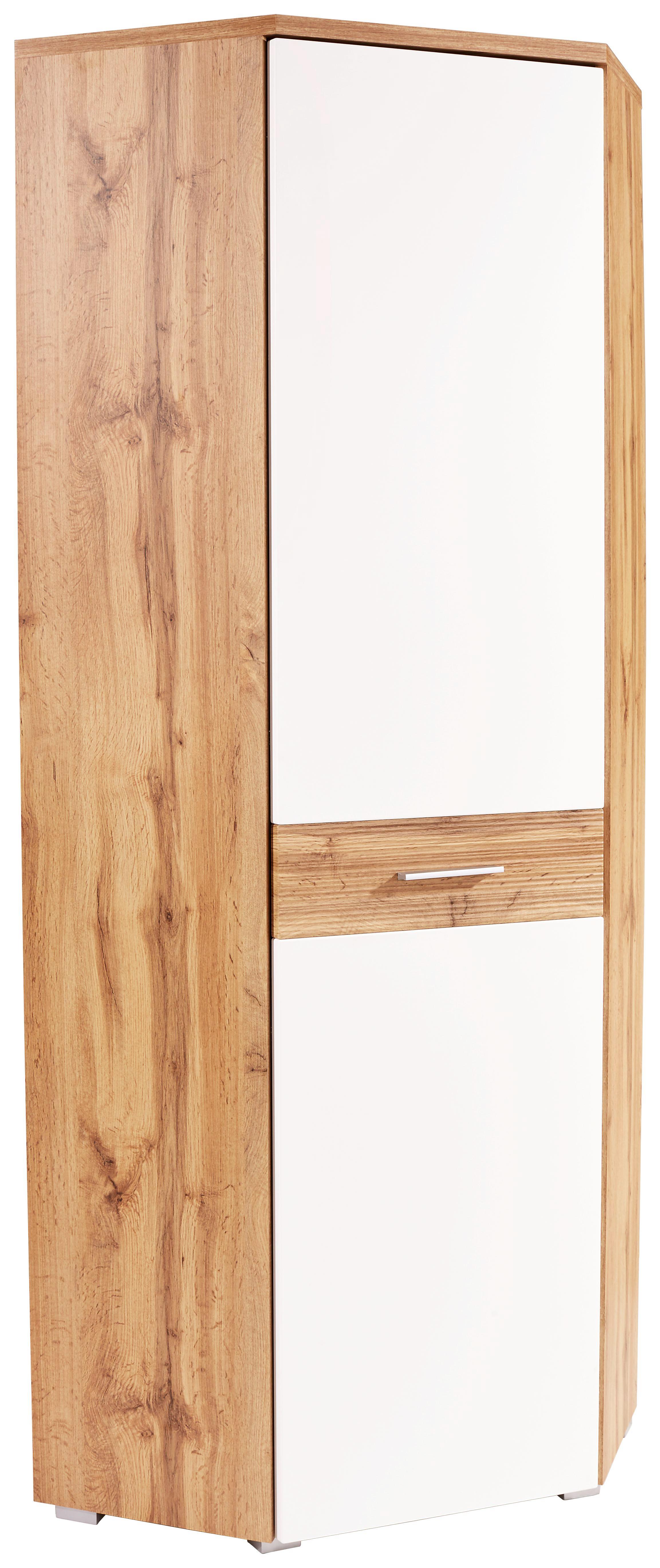 Eckschrank Space New B:70cm Weiß Matt/ Wotan Eiche Dekor - Eichefarben/Weiß, MODERN, Holzwerkstoff (70/199/70cm)