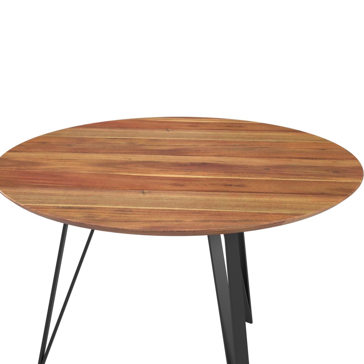 Jídelní stůl MALMO 120 - černá/barvy akácie, Moderní, kov/dřevo (120/120/76cm) - Bessagi Home