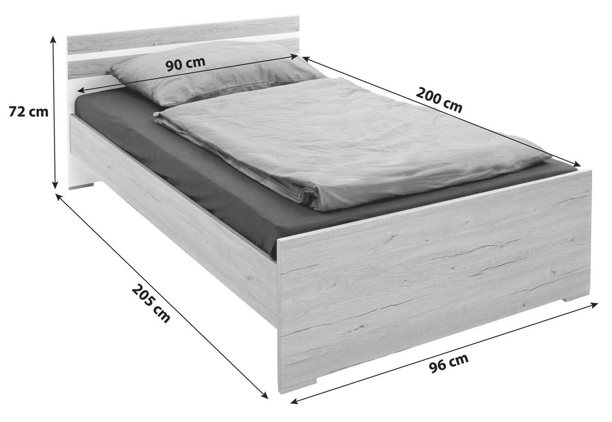 Ágykeret Cariba 90/200 Cm - tölgyfa színű/fehér, Design, faalapú anyag (90/200cm) - MID.YOU