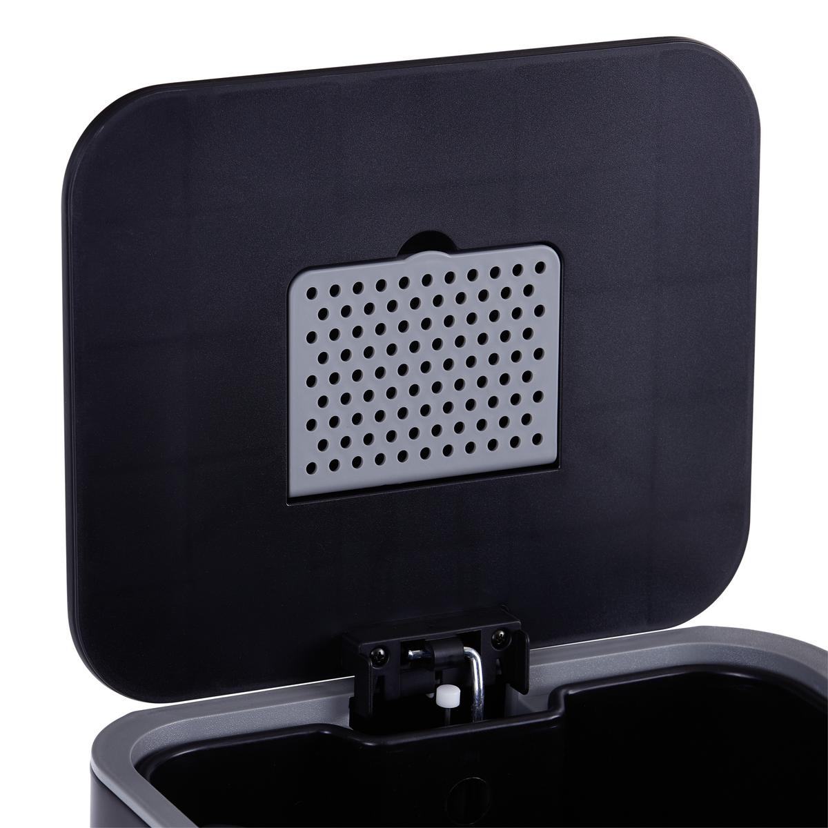 Treteimer Carlina 30 L Schwarz Metall, BxHxT: 32,5x61,9x31,8 cm - Schwarz, Basics, Kunststoff/Metall (32,5/61,9/31,8cm) - Luca Bessoni