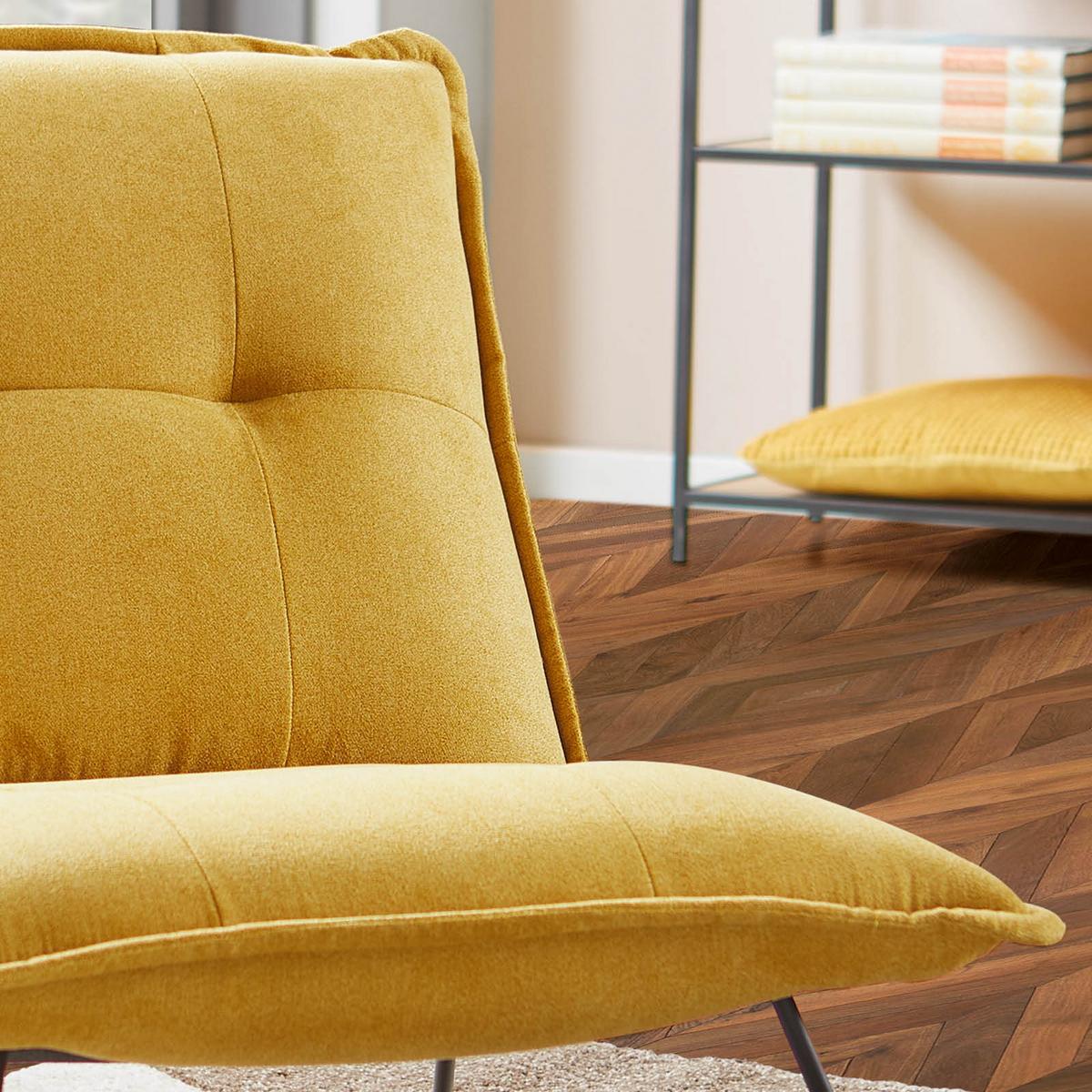 Polstersessel Vico Stoffbezug Senf - Gelb/Schwarz, Basics, Textil/Metall (69/76/86cm) - MID.YOU