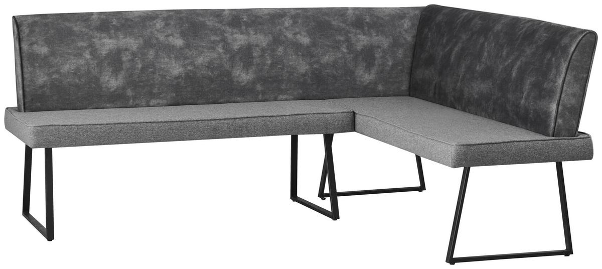 Eckbank Rab Dunkelgrau Eisen Schwarz, 205x155 cm - Dunkelgrau/Schwarz, KONVENTIONELL, Holz/Textil (205/155/89/62cm) - MID.YOU