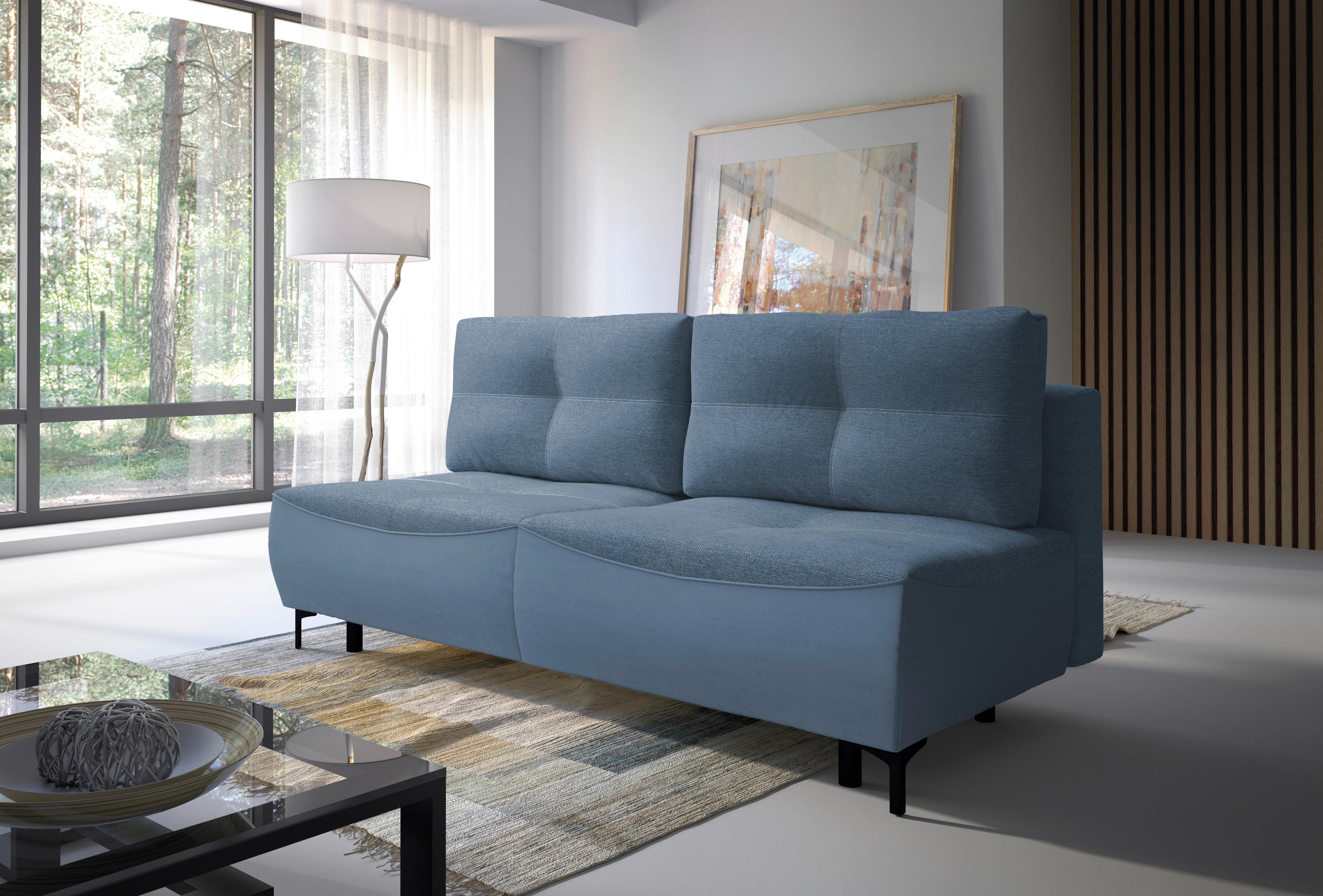 2-sitzer-sofa Mit Schlaffunktion Wendy B: 197 Cm - Blau/Schwarz, Design, Textil (197/94/96cm) - MID.YOU
