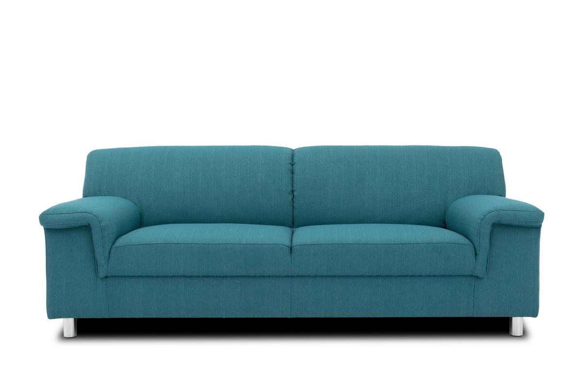 3-Sitzer-Sofa Jamie Rücken Echt Petrol Webstoff - Chromfarben/Petrol, KONVENTIONELL, Textil (190/72/80cm) - MID.YOU