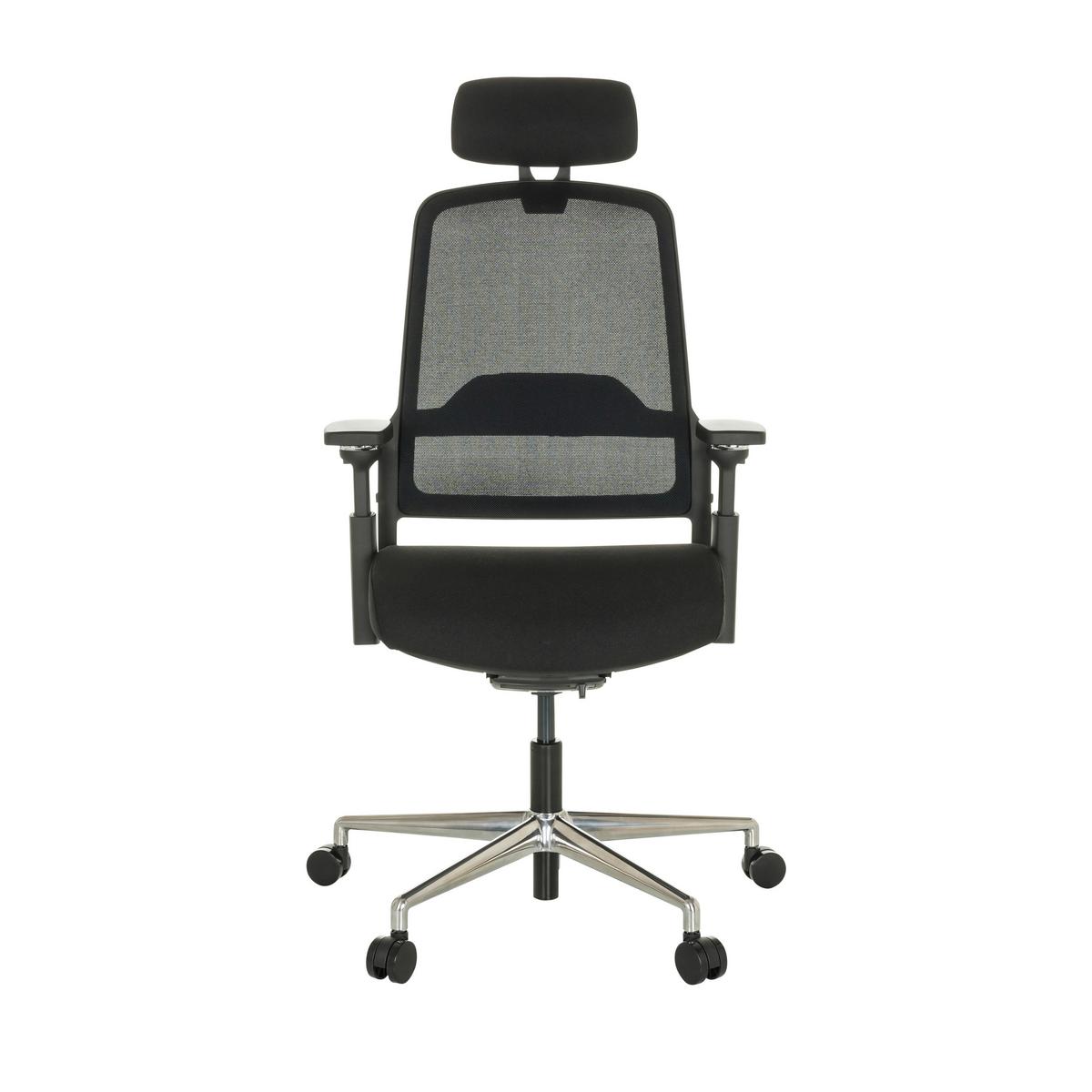 Drehstuhl Teraro Ax - Silberfarben/Schwarz, Basics, Kunststoff/Textil (65/111-126/61cm) - MID.YOU