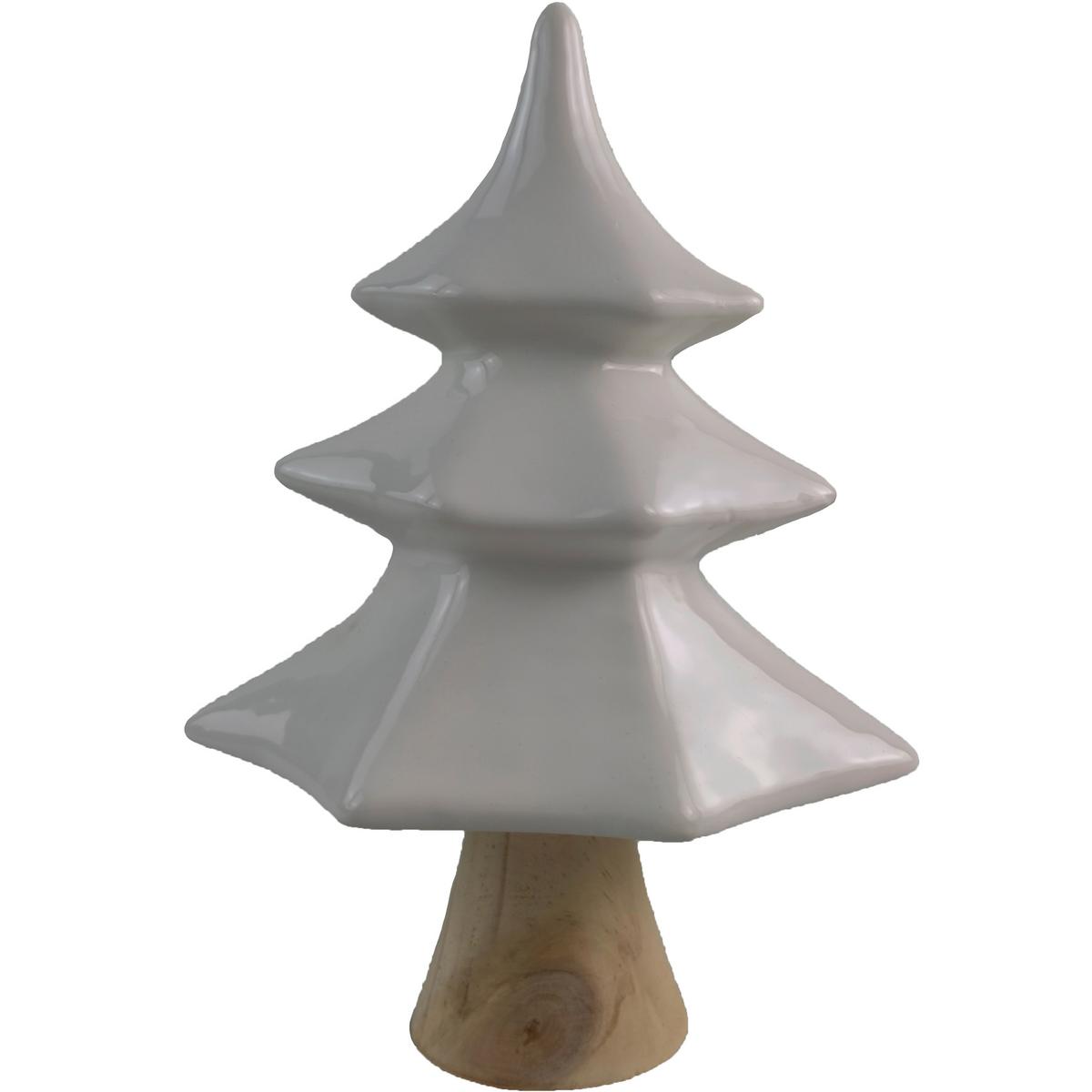 Dekobaum Elis - Braun/Weiß, KONVENTIONELL, Holz/Keramik (14,2/9,3/20cm) - Luca Bessoni