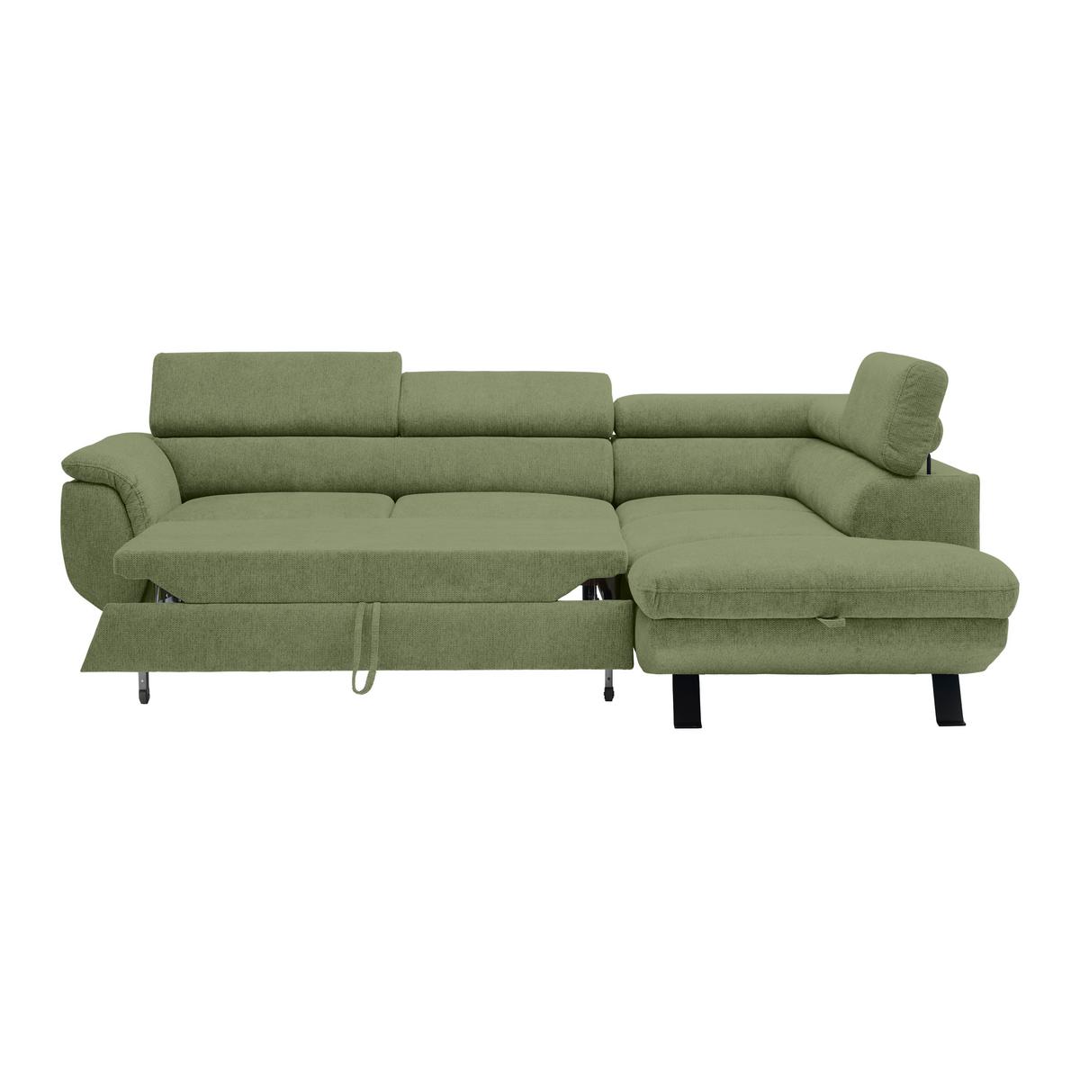 Rohová sedačka RAVEN, pravá, olivovozelená - olivovozelená/čierna, Modern, kov/textil (257/198cm) - Mömax