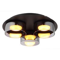LED-Deckenleuchte 400lm - Schwarz/Grau, Design, Glas/Metall (35/9cm) - Globo