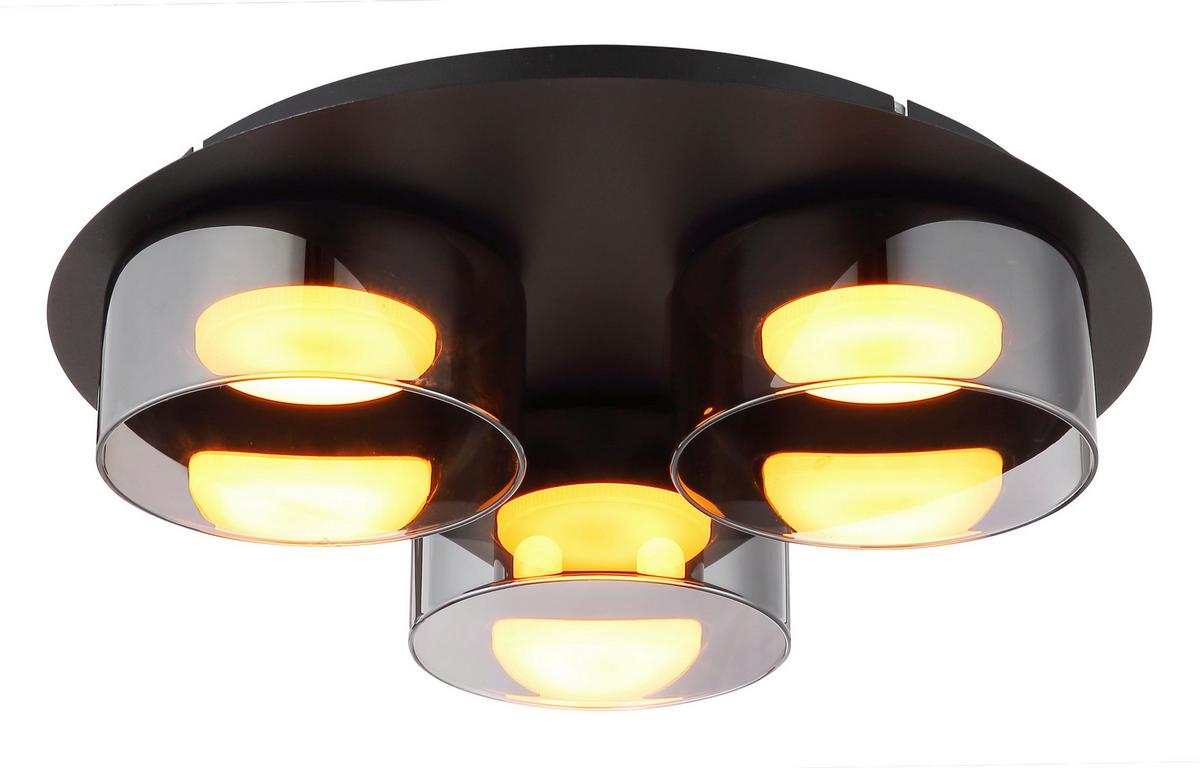 LED-Deckenleuchte 400lm - Schwarz/Grau, Design, Glas/Metall (35/9cm) - Globo
