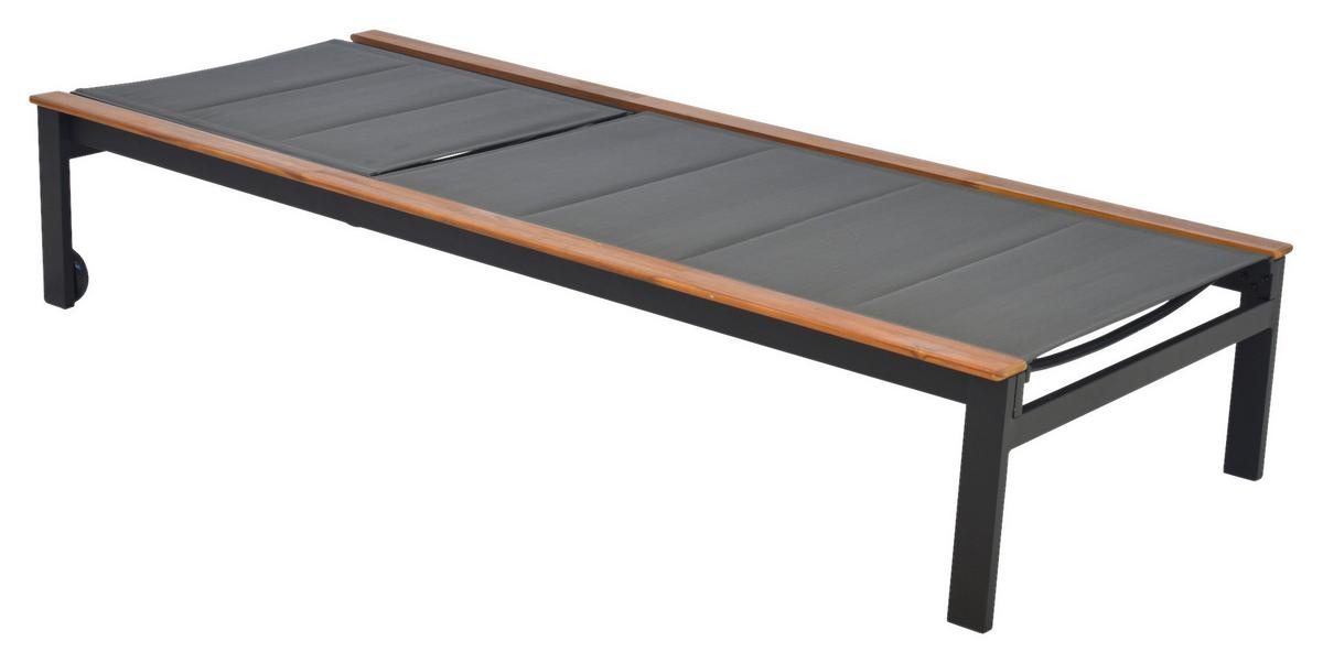 Sonnenliege Paxos Akazienholz/ /Metall/Kunststoff mit Rollen - Graphitfarben/Naturfarben, MODERN, Holz/Kunststoff (198/103/84cm) - Gardenson