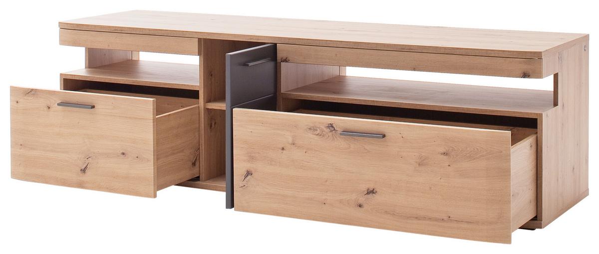 TV-Element Cortona B: 180 cm Anthrazit/Eiche Dekor - Eichefarben/Anthrazit, Design, Holzwerkstoff (180/55/50cm) - Livetastic
