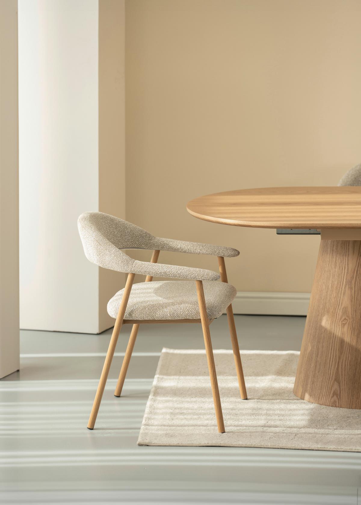Armlehnstuhl Linea Beige/Eichefarben B: 59 cm - Eichefarben/Beige, Basics, Holz/Textil (59/75/62cm) - Livetastic