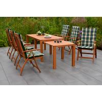 Gartenmöbel Set 14-tlg Comodoro Holz - Naturfarben/Grün, KONVENTIONELL, Holz/Textil - Gardenson