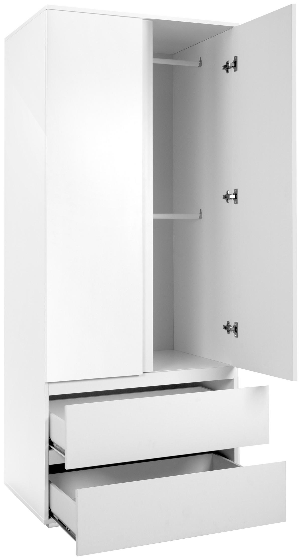 Drehtürenschrank Mit Laden B: 80 Cm Image, Weiß - Weiß, Basics, Holzwerkstoff (80/191/55cm) - MID.YOU