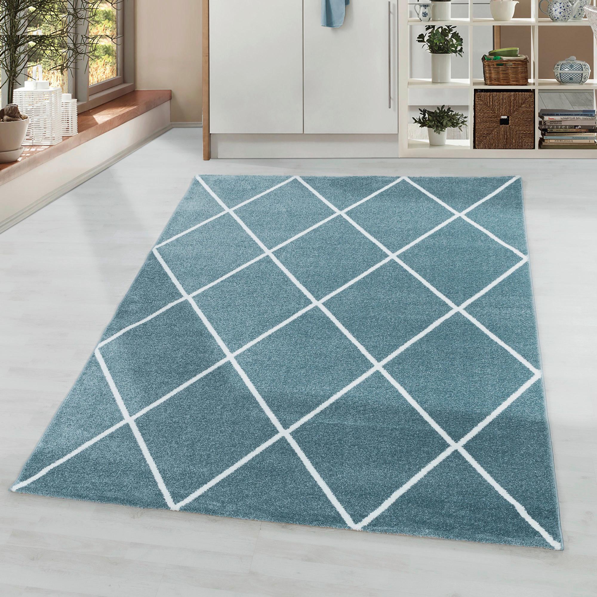 Hochflor Teppich Blau/Weiß Rio 80x150 cm - Blau, Basics, Textil (80/150cm)