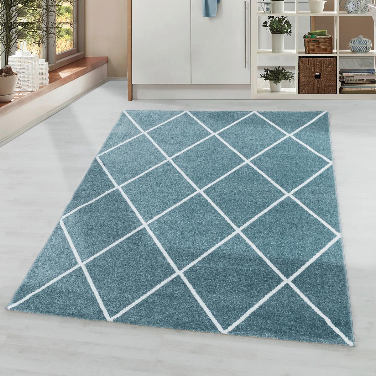 Hochflor Teppich Blau/weiß Rio 80x150 Cm - Blau, Basics, Textil (80/150cm)