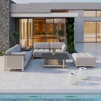 TERASOVÁ SEDACÍ SOUPRAVA MARA - bílá/světle šedá, Moderní, kov/textil (269/269cm) - Bessagi Garden