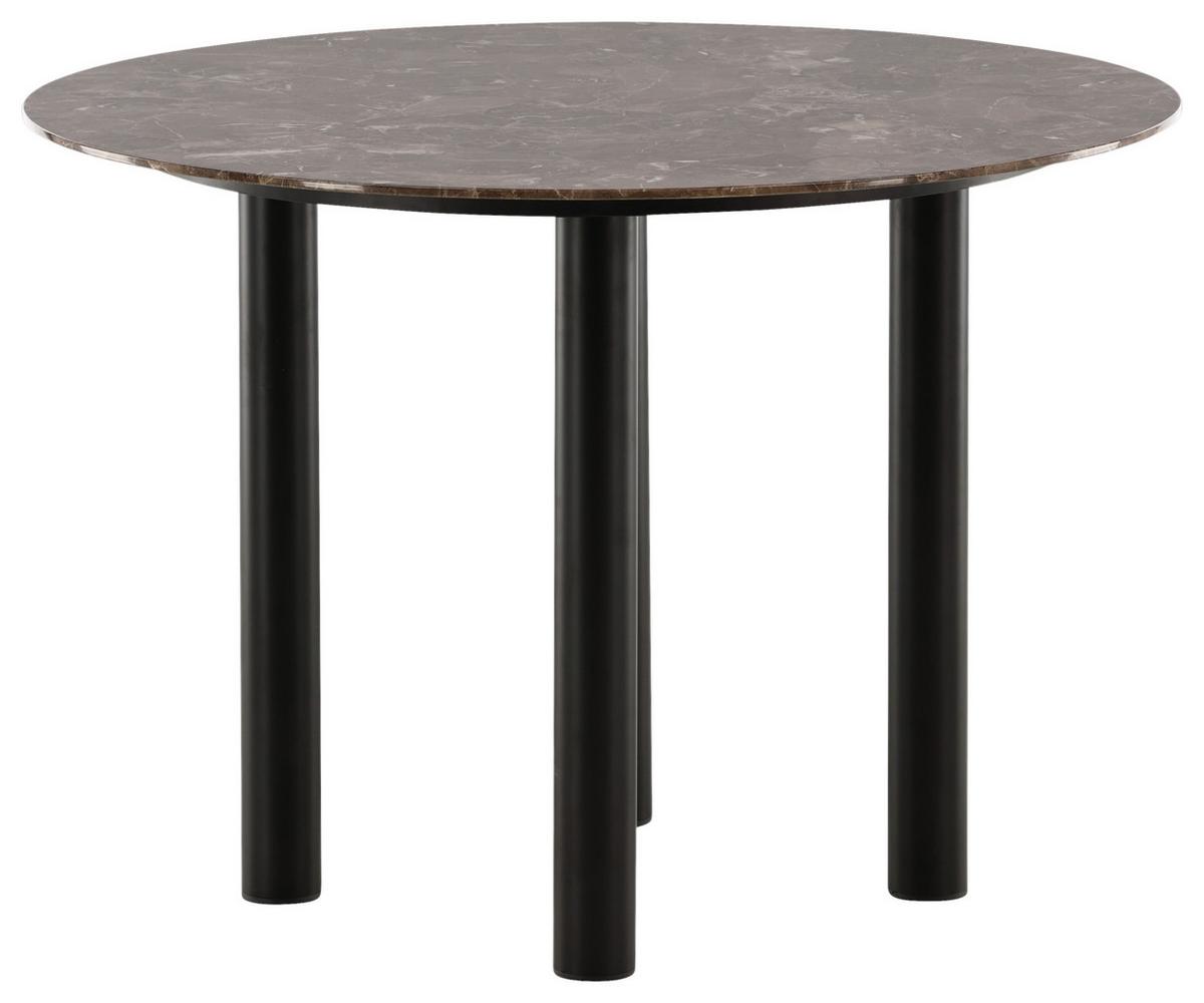 Esstisch Havsten - Dunkelbraun/Schwarz, Design, Holzwerkstoff/Metall (106/106/75cm) - Livetastic