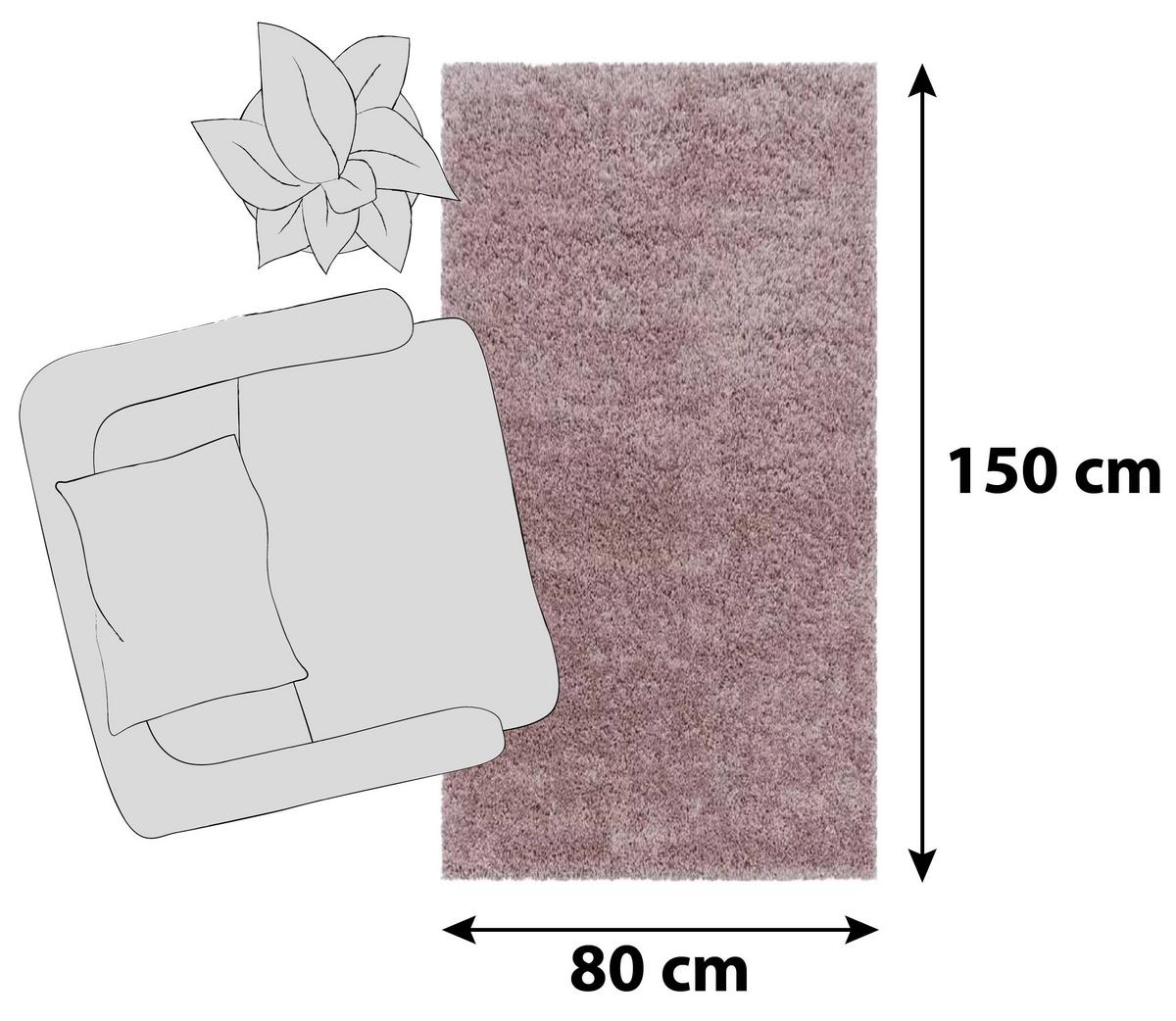 Hochflorteppich Sydney Rosa 80x150 cm - Rosa, Basics, Textil (80/150cm)