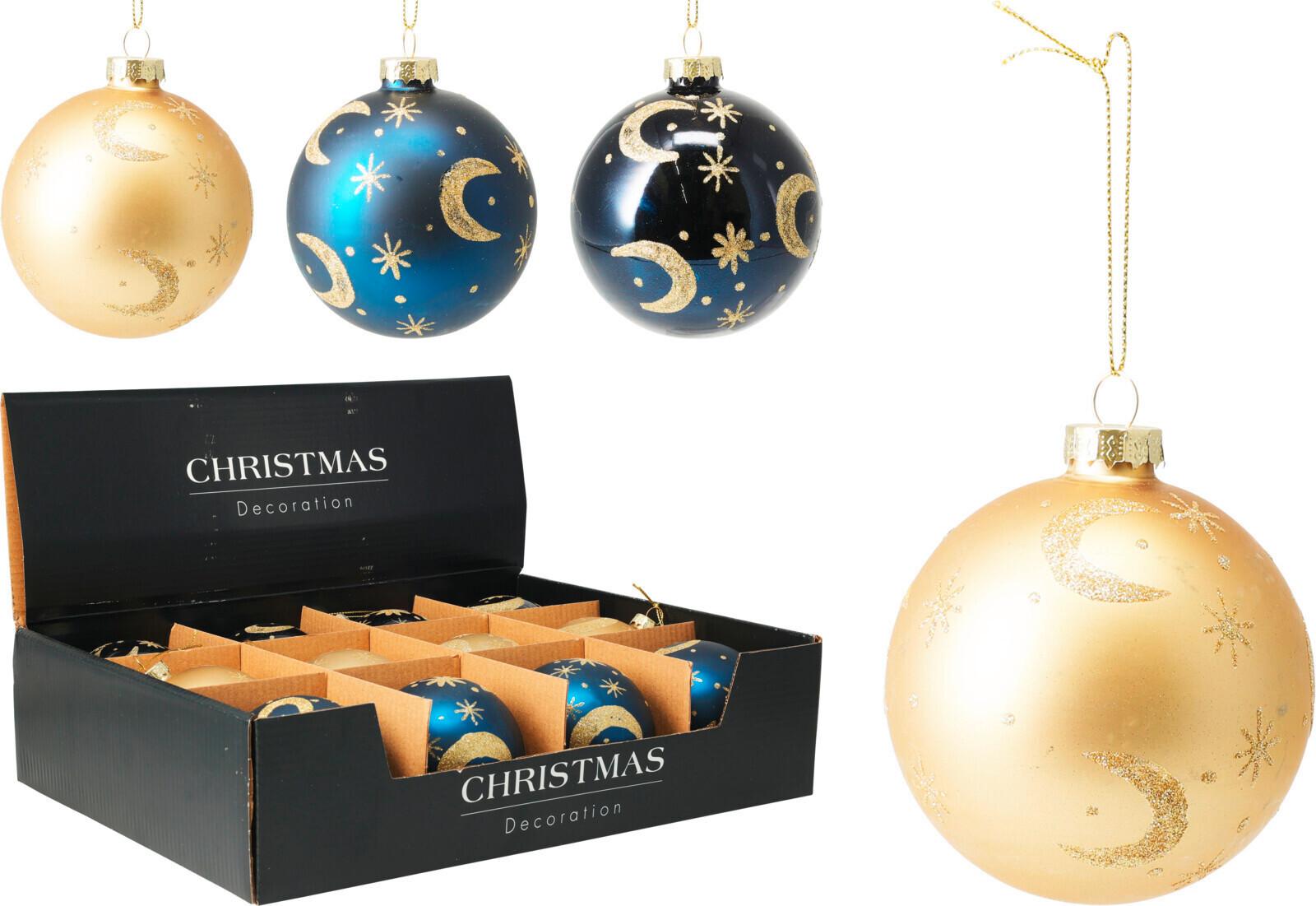 Christbaumkugel Ella - Goldfarben/Dunkelblau, Basics, Glas (8/8/8cm)