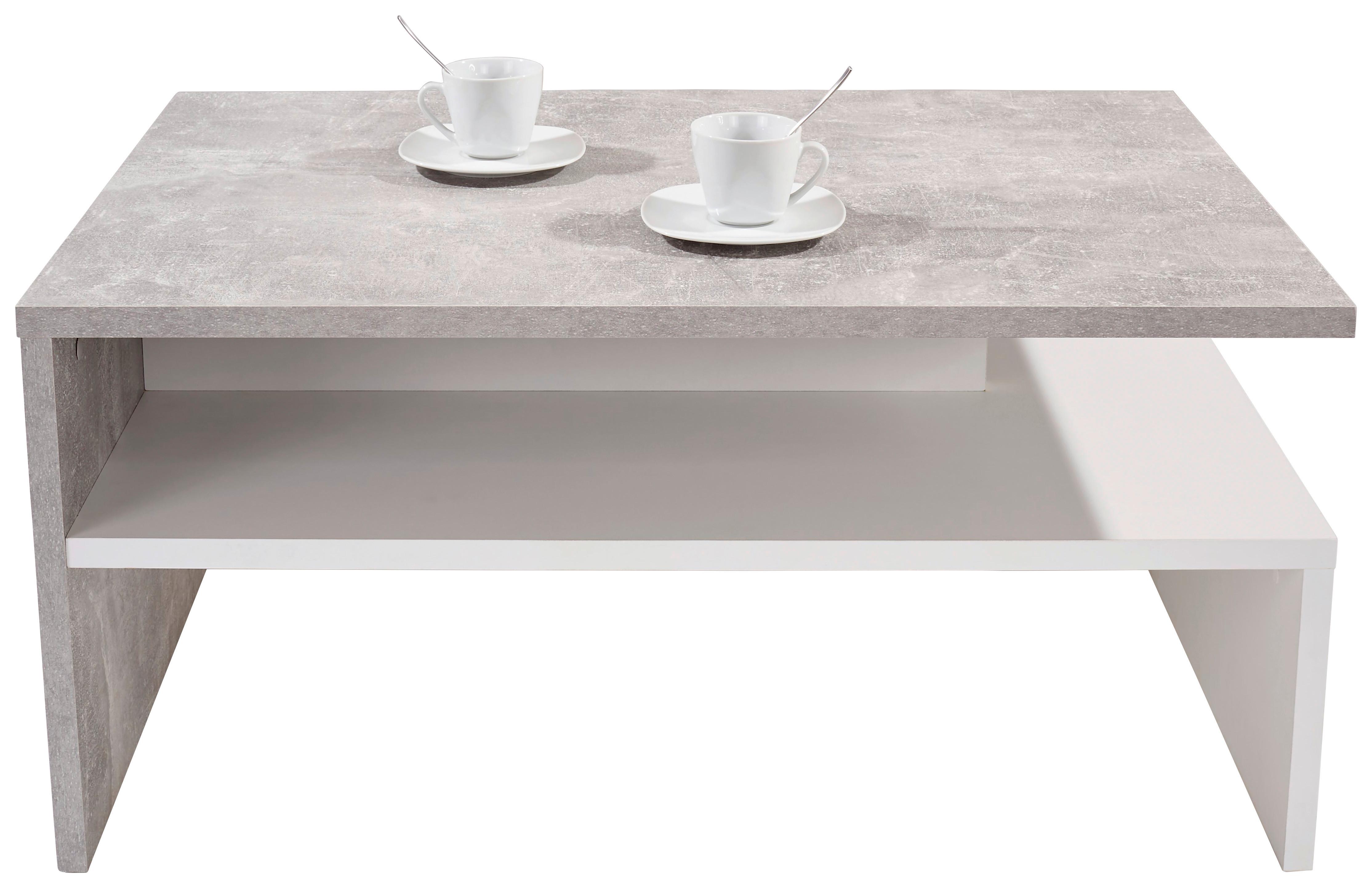Couchtisch Mit Ablagefach Laura, Betonoptik Hell/weiß - Weiß/Grau, MODERN, Holzwerkstoff (90/42/60cm)