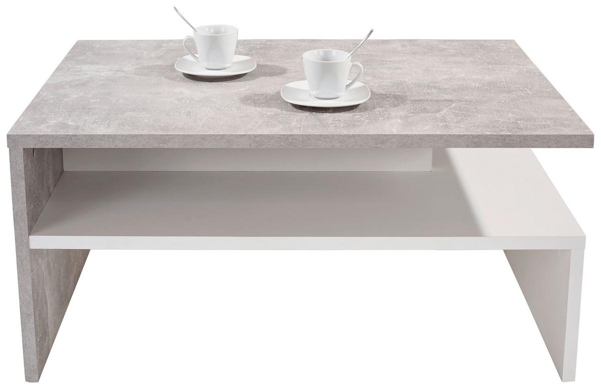 Couchtisch Mit Ablagefach Laura, Betonoptik Hell/weiß - Weiß/Grau, MODERN, Holzwerkstoff (90/42/60cm)