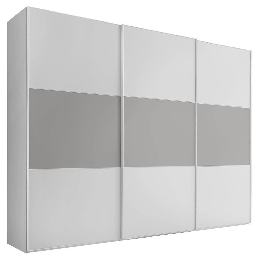 Schwebetürenschrank 249cm Includo, Weiß/grau