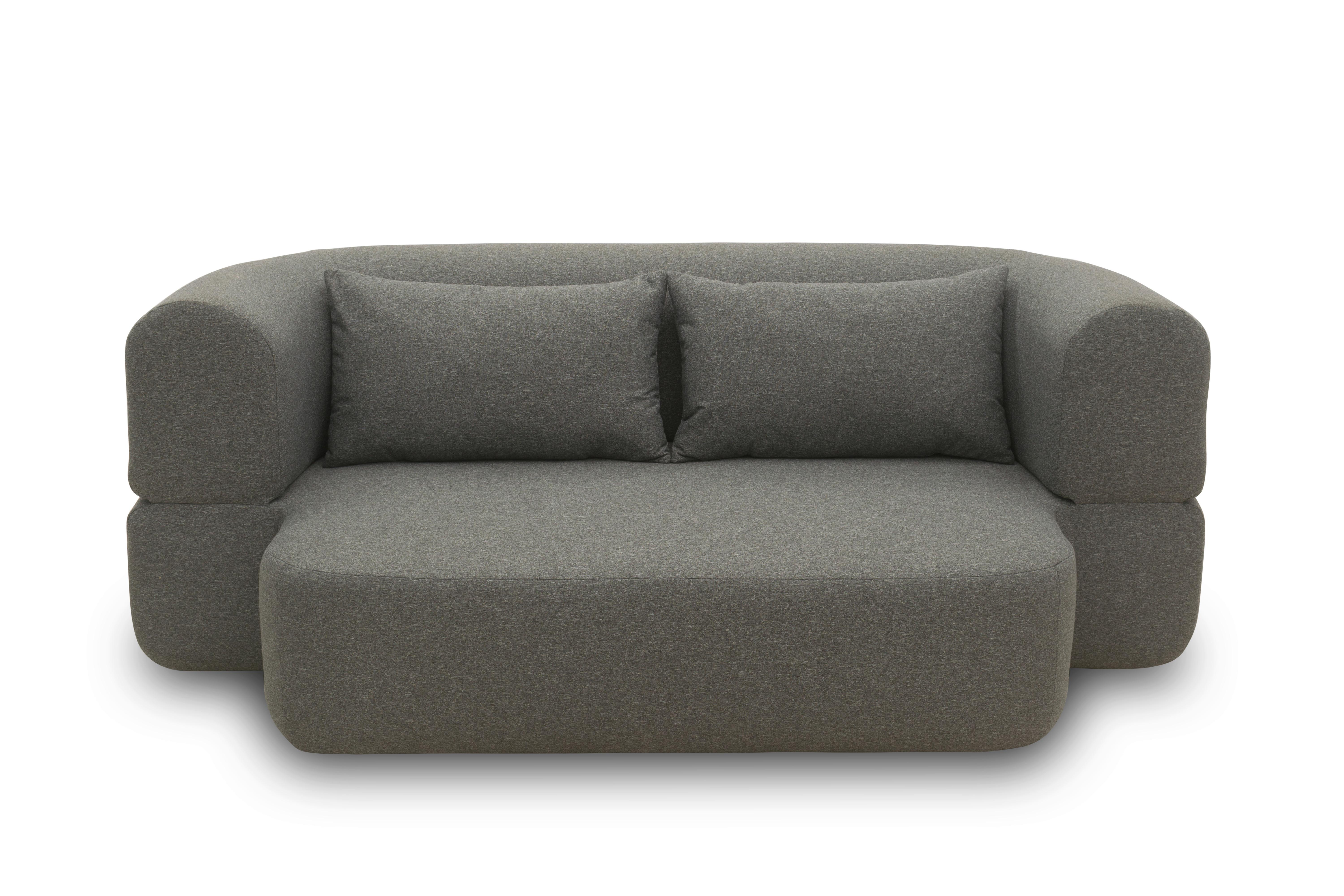 Schlafsofa Dunkelgrau B: 208 Cm - Dunkelgrau/Schwarz, Design, Textil (208/78/115cm) - MID.YOU